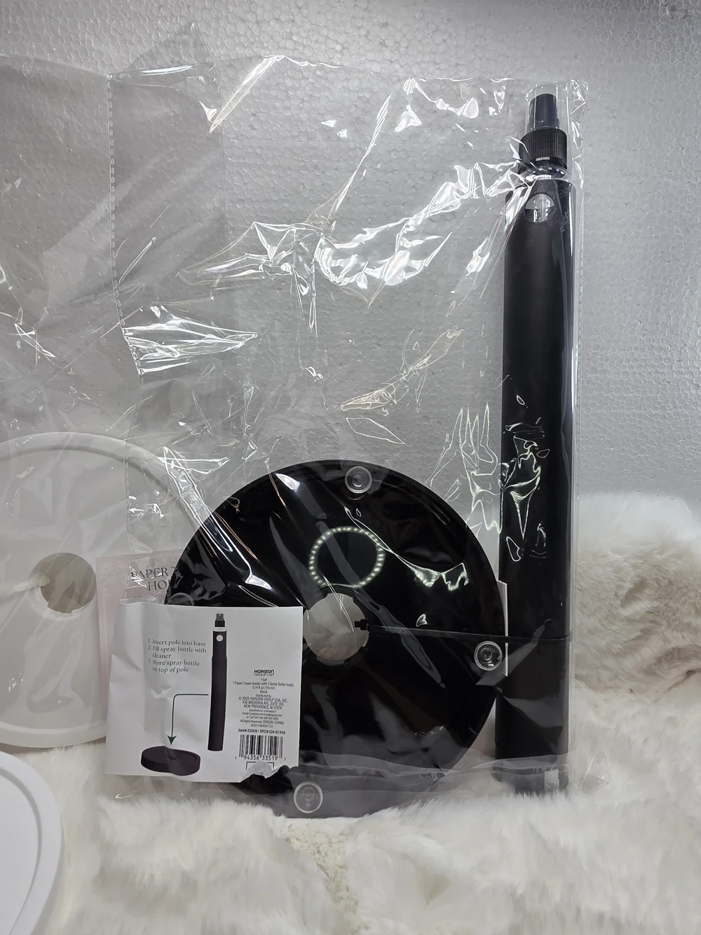 White Paper Towel Holder with Top Spray Bottle - Unbranded